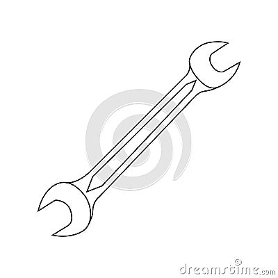 Wrench Outline Icon Illustration on White Background Vector Illustration