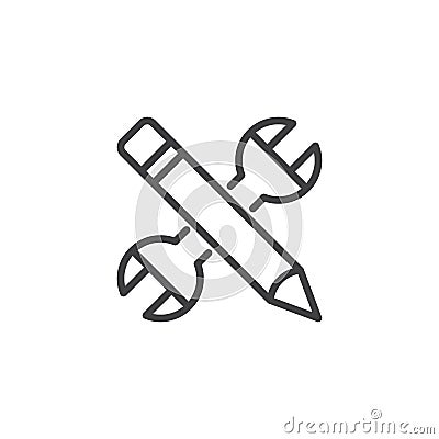 Wrench and pencil outline icon Vector Illustration