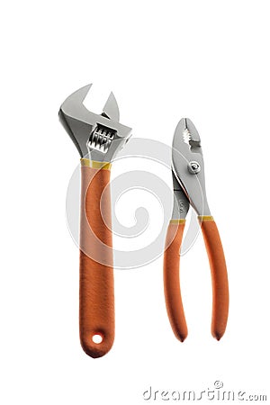 Wrench and plier Stock Photo