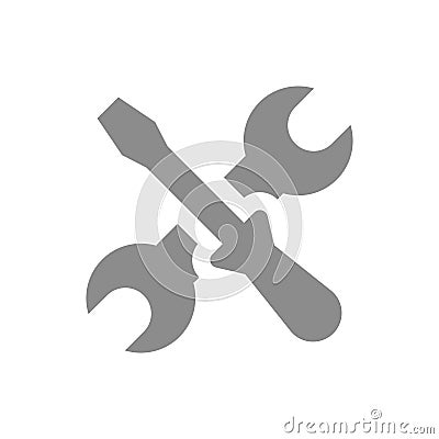 Wrench and screwdriver crossed filled vector icon Vector Illustration