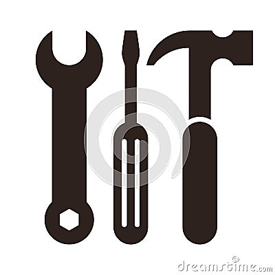 Wrench, screwdriver and hammer icon Stock Photo