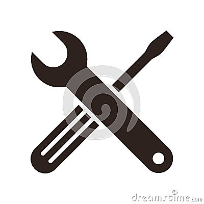 Wrench and screwdriver icon Stock Photo