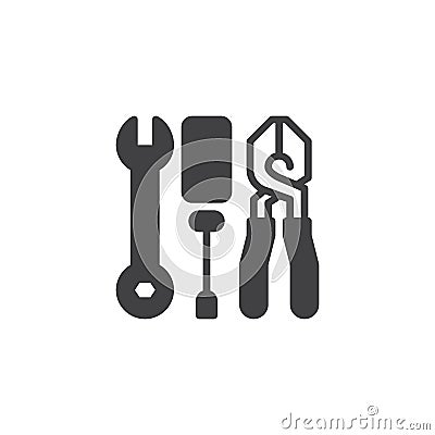 Wrench Screwdriver and Pliers vector icon Vector Illustration