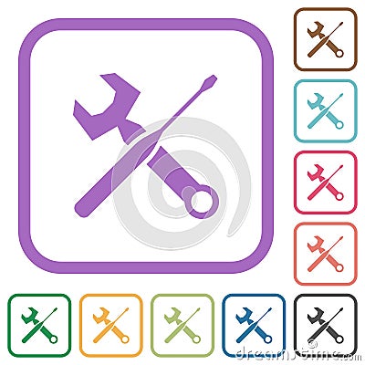 Wrench and screwdriver simple icons Vector Illustration