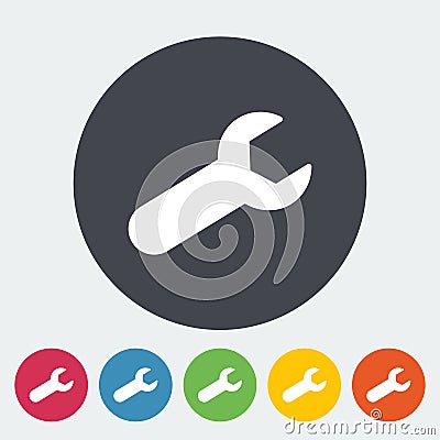 Wrench single flat icon. Vector Illustration