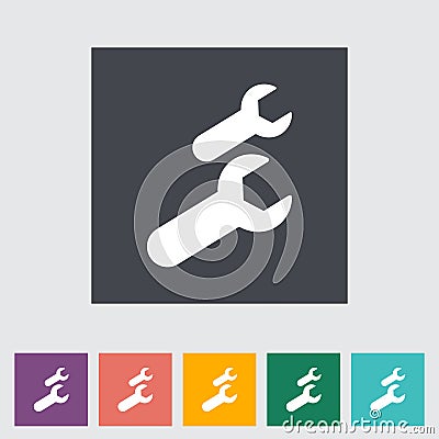 Wrench single flat icon. Vector Illustration