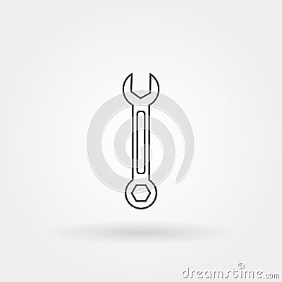 Wrench single isolated icon with modern line or outline style Vector Illustration