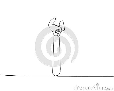 Wrench, spanner, Adjustable wrenches one line art. Continuous line drawing of repair, professional, hand, people Vector Illustration