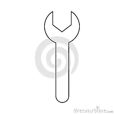 Wrench or spanner repair tool, doodle style flat vector outline for coloring book Vector Illustration