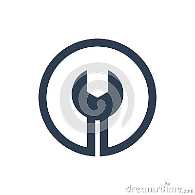 Wrench and Spanner repair tool. Mechanic or engineer instruments. Support service vector icon Vector Illustration
