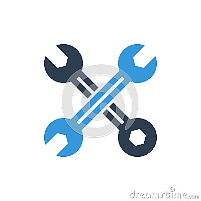 Wrench and Spanner repair tool. Mechanic or engineer instruments. Support service vector icon Vector Illustration