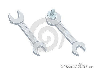 Wrench tighten the screws Vector Illustration