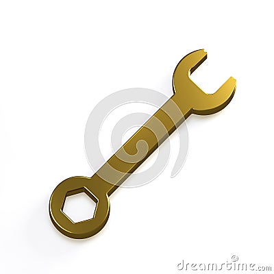 Wrench Tool. 3D Gold Render Illustration Stock Photo