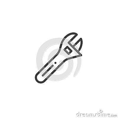 Wrench work tool line icon Vector Illustration