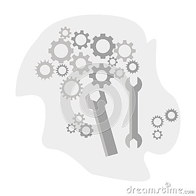 Wrenches and gears collection, cogs, cogwheels Vector Illustration