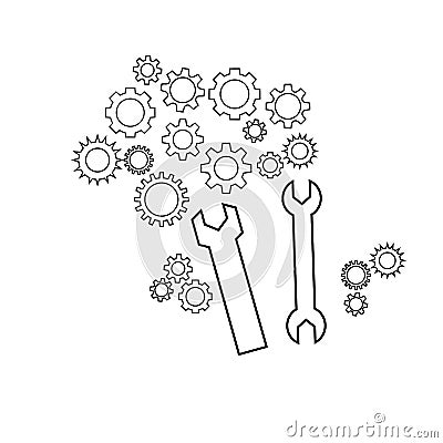 Wrenches and gears vector icon Vector Illustration