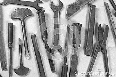 Wrenchs,various tools on background Stock Photo