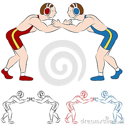 Wrestlers Vector Illustration