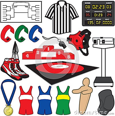 Wrestling Items Vector Illustration