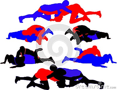 Wrestling vector silhouettes Stock Photo