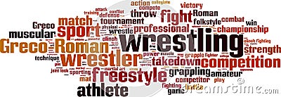 Wrestling word cloud Cartoon Illustration