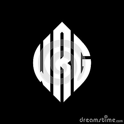 WRG circle letter logo design with circle and ellipse shape. WRG ellipse letters with typographic style. The three initials form a Vector Illustration