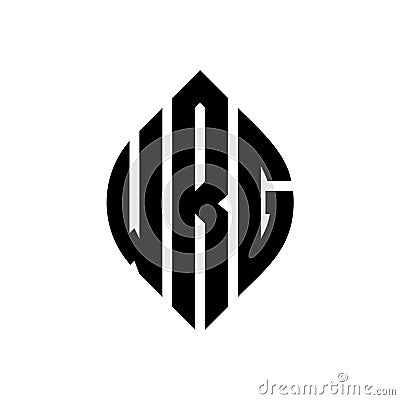 WRG circle letter logo design with circle and ellipse shape. WRG ellipse letters with typographic style. The three initials form a Vector Illustration