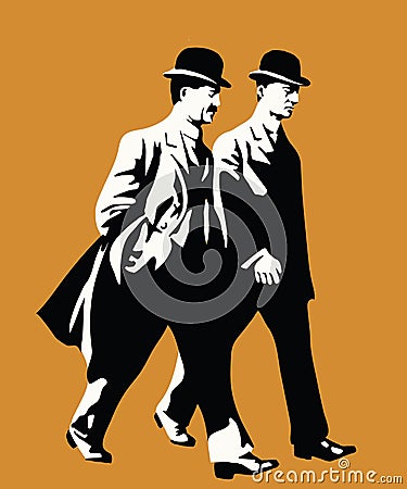 Wright Brothers walking together, vector Vector Illustration