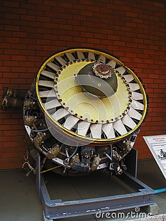 WRIGHT R-1820 CYCLONE ENGINE USED IN A SIKORSKY S-58 HELICOPTER ON DISPLAY Editorial Stock Photo