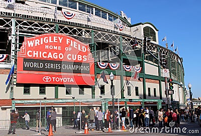 Wrigley Field, Chicago Cubs World Series Win Editorial Stock Photo