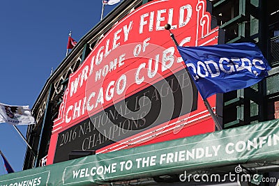 Wrigley Field Marquee after Cubs NLCS Win Editorial Stock Photo