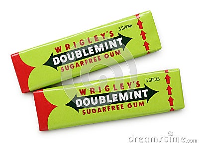 Wrigley`s Doublemint sugarfree chewing gums Editorial Stock Photo