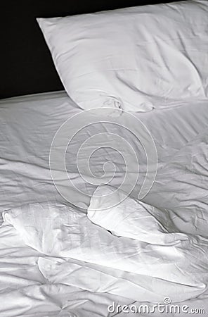 Wrinkle bedsheet and untidy crease duvet Stock Photo