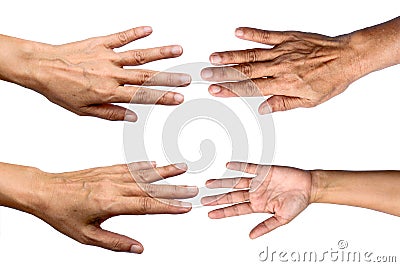 wrinkle hand Middle aged isolated Stock Photo