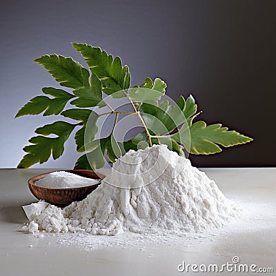 Wrinkled Carrageenan plant pure natural white powder Stock Photo