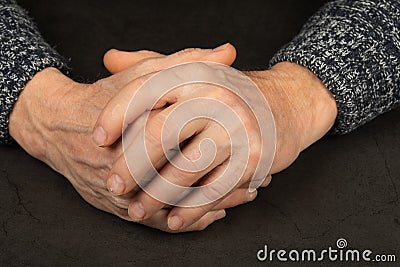 Wrinkled elderly hands Stock Photo