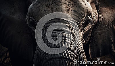 Wrinkled elephant trunk, a portrait of strength generated by AI Stock Photo