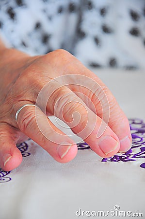 A wrinkled hand Stock Photo