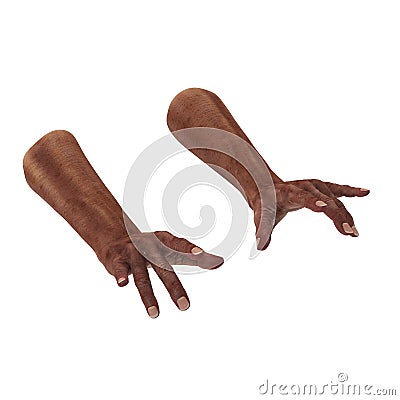 Wrinkled on old african man hand on white. 3D illustration Cartoon Illustration