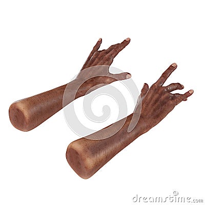 Wrinkled on old african man hand on white. 3D illustration Cartoon Illustration