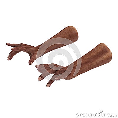 Wrinkled on old african man hand on white. 3D illustration Cartoon Illustration