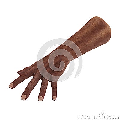 Wrinkled on old african man hand on white. 3D illustration Cartoon Illustration