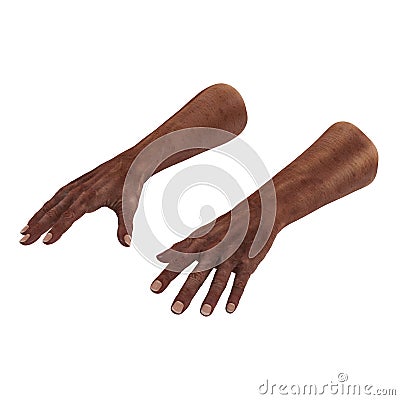 Wrinkled on old african man hand on white. 3D illustration Cartoon Illustration