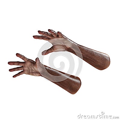 Wrinkled on old african man hand on white. 3D illustration Cartoon Illustration