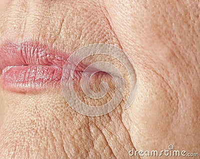 Wrinkled woman skin Stock Photo