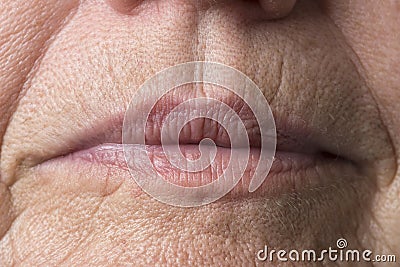 Wrinkled woman skin Stock Photo