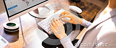 Wrist Keyboard Rest Against RSI - Repetitive Strain Stock Photo