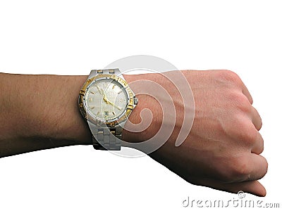 Wrist watch on hand isolated Stock Photo