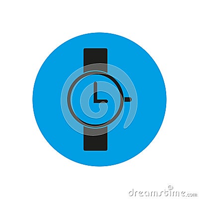 Wrist watch icon on blue circle Vector Illustration