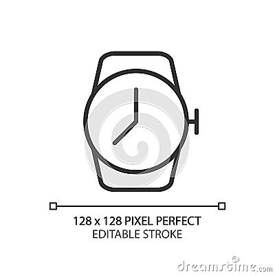 Wrist watch pixel perfect linear icon Cartoon Illustration